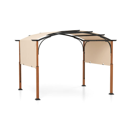 10 x 12 FT Retractable Pergola With Canopy, Beige Gazebos Beige at Gallery Canada
