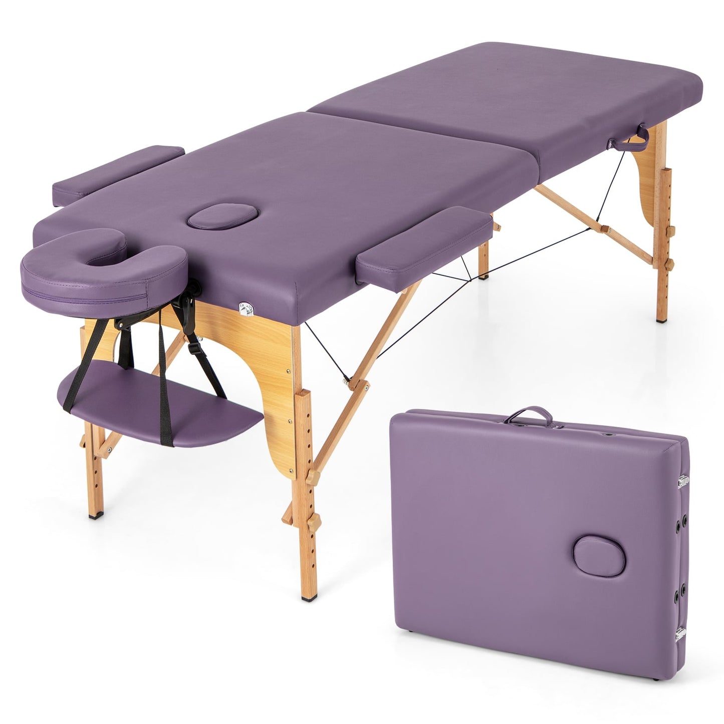 84 Inch Foldable Massage Table, Height Adjustable, Purple Spa & Salon at Gallery Canada