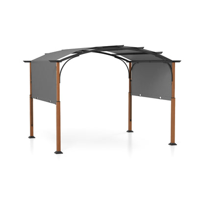 10 x 12 FT Outdoor Retractable Pergola with Retractable Canopy for Patio, Gray Gazebos at Gallery Canada