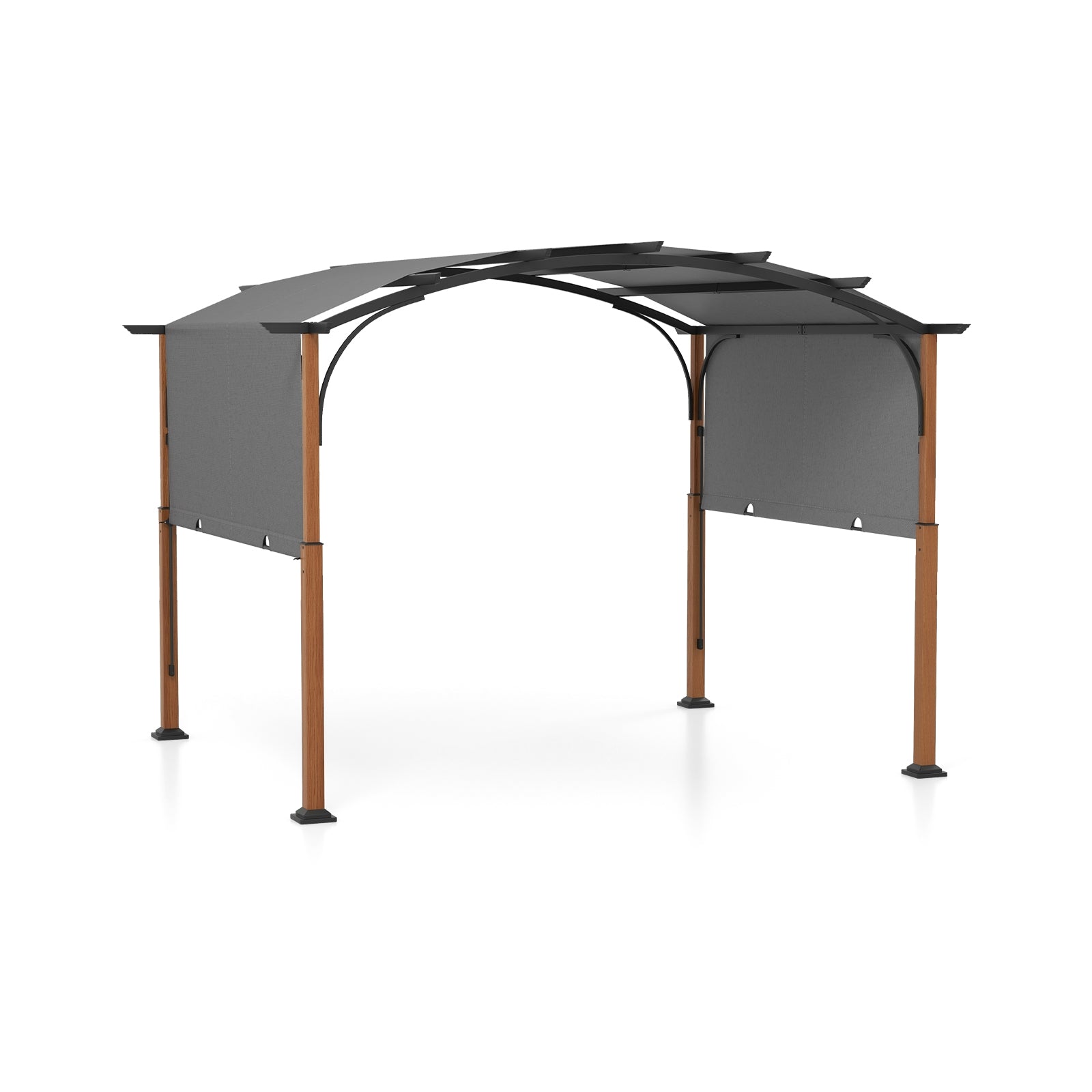 10 x 12 FT Outdoor Retractable Pergola with Retractable Canopy for Patio, Gray Gazebos Gray at Gallery Canada