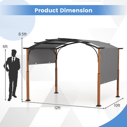 10 x 12 FT Outdoor Retractable Pergola with Retractable Canopy for Patio, Gray Gazebos at Gallery Canada