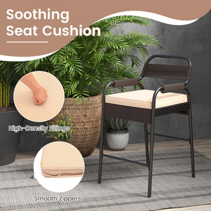 5 Piece Rattan Counter Set with 4 Stools and Polywood Bar Table, Brown Patio Bar Furniture at Gallery Canada