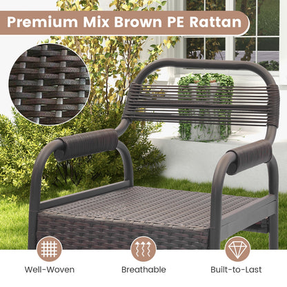 5 Piece Rattan Counter Set with 4 Stools and Polywood Bar Table, Brown Patio Bar Furniture at Gallery Canada