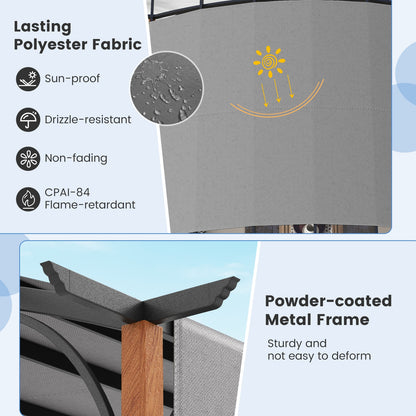 10 x 12 FT Outdoor Retractable Pergola with Retractable Canopy for Patio, Gray Gazebos at Gallery Canada