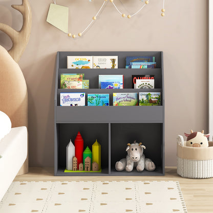 Kids Wooden Bookshelf Bookcase Children Toy Storage Cabinet Organizer, Gray Kids Storage at Gallery Canada