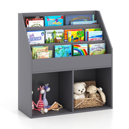 Bibliothèque en Bois pour Enfants, Armoire de Rangement pour Jouets, Gris