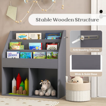 Kids Wooden Bookshelf Bookcase Children Toy Storage Cabinet Organizer, Gray Kids Storage at Gallery Canada