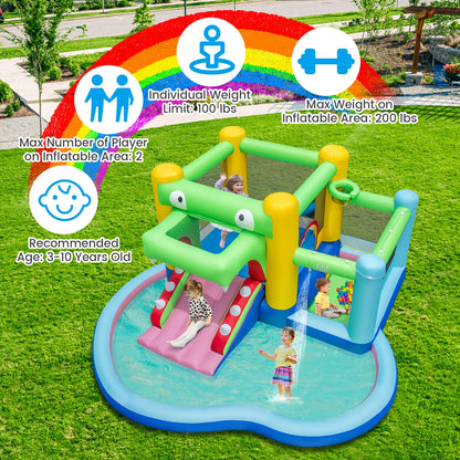 Inflatable Bounce House with Slide and Splash Pooland and 680W Blower, Multicolor Bounce House at Gallery Canada