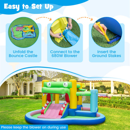 Inflatable Bounce House with Slide and Splash Pooland and 680W Blower, Multicolor Bounce House at Gallery Canada