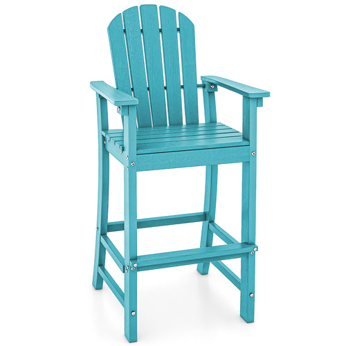 30 Inches Counter Height Outdoor HDPE Bar Stool, Armrests Footrest, Turquoise