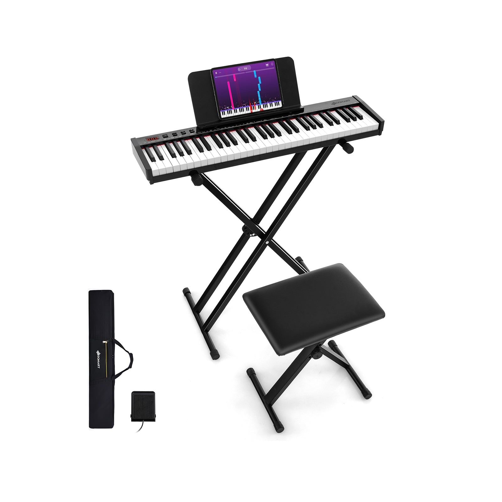 61-Key Portable Electronic Keyboard Piano Complete Digital Piano Set with Stand and Stool Pianos & Keyboards at Gallery Canada