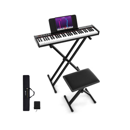 61-Key Portable Electronic Keyboard Piano Complete Digital Piano Set with Stand and Stool Pianos & Keyboards at Gallery Canada