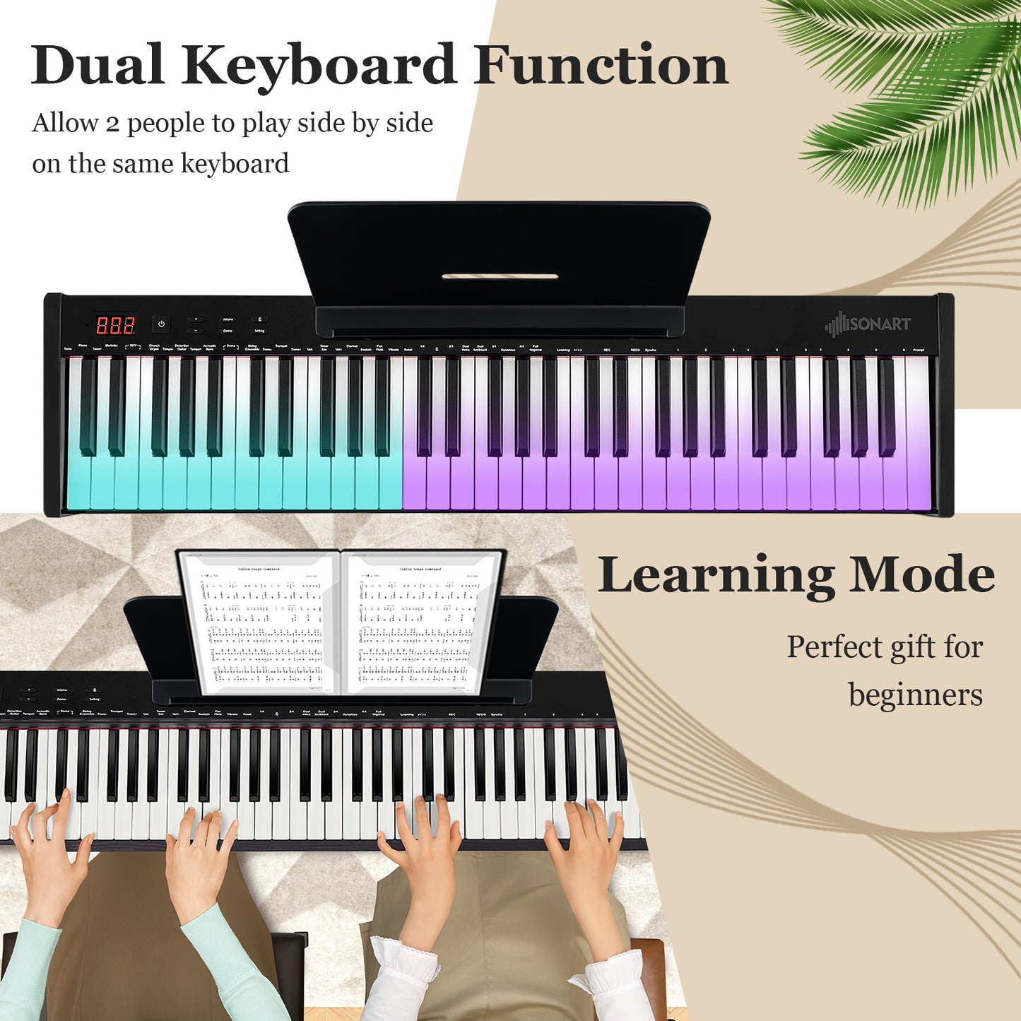61-Key Portable Electronic Keyboard Piano Complete Digital Piano Set with Stand and Stool Pianos & Keyboards at Gallery Canada