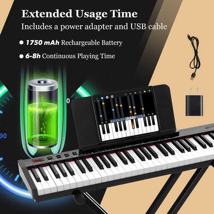 61-Key Portable Electronic Keyboard Piano Complete Digital Piano Set with Stand and Stool Pianos & Keyboards at Gallery Canada