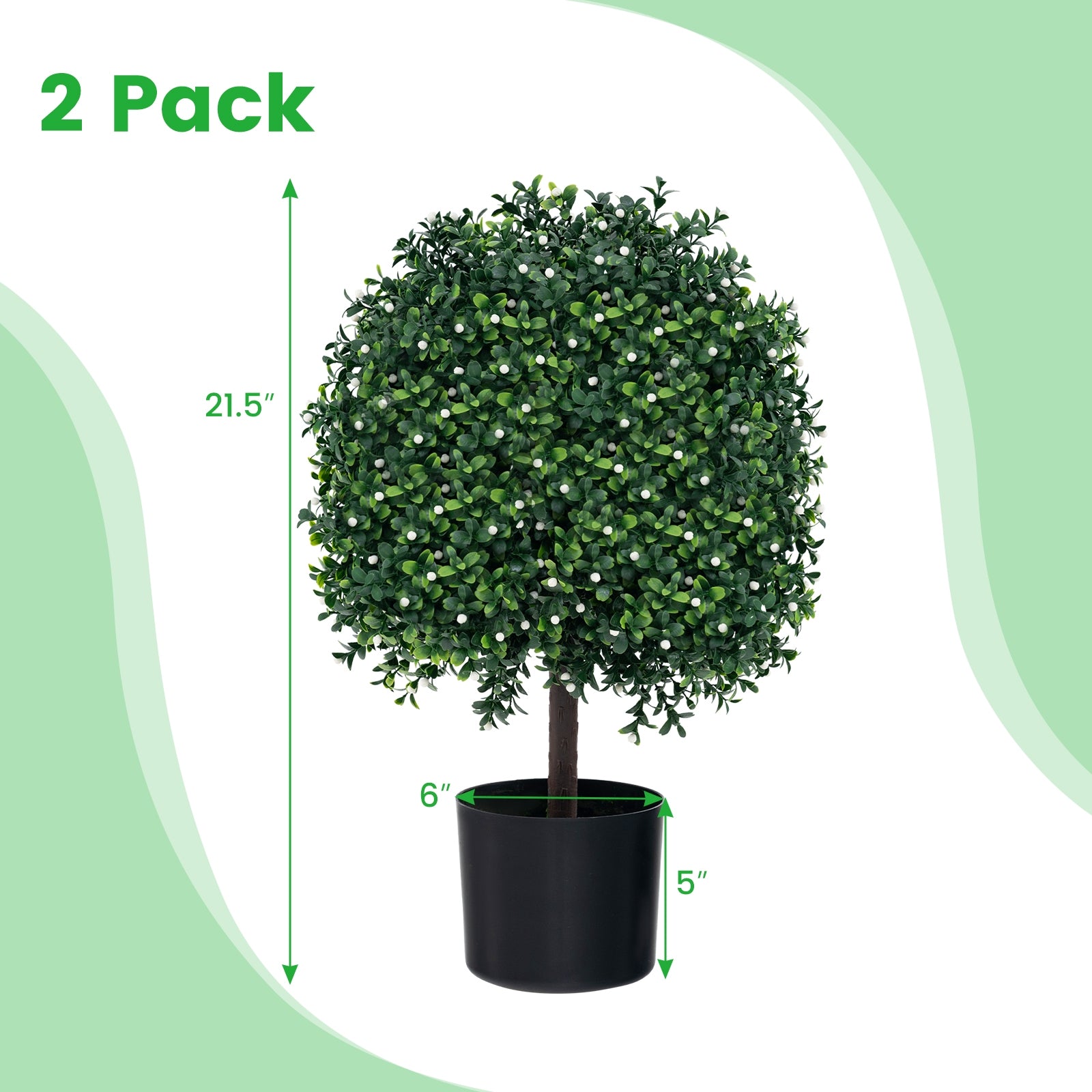 Artificial Boxwood Topiary Ball Tree Faux Bushes Ball Plants with UV Rated Leaves, Green Faux Plants at Gallery Canada