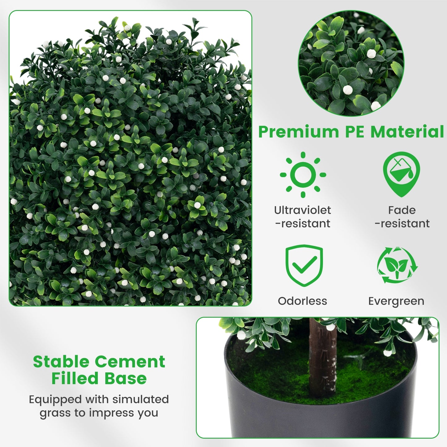 Artificial Boxwood Topiary Ball Tree Faux Bushes Ball Plants with UV Rated Leaves, Green Faux Plants at Gallery Canada