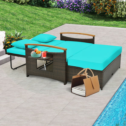 Outdoor Wicker Daybed with Folding Panels and Storage Ottoman, Green Outdoor Seating & Patio Chairs at Gallery Canada
