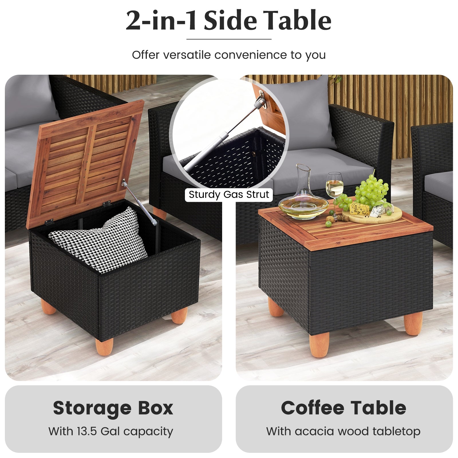 4 Pieces Outdoor Conversation Set with Storage Coffee Table, Gray Patio Conversation Sets at Gallery Canada