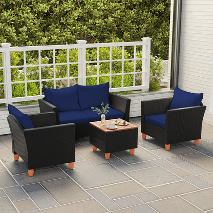 4 Pieces Outdoor Conversation Set with Storage Coffee Table, Navy Patio Conversation Sets at Gallery Canada