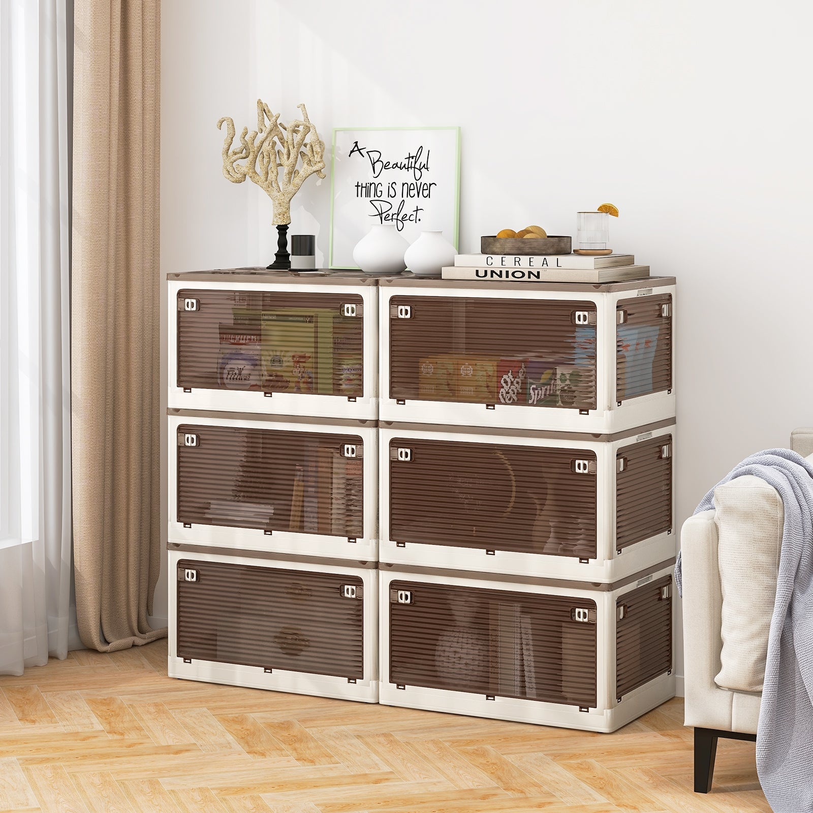 3-Pack Stackable Storage Bins with Lids with 5 Opening Ways-18 Gal, White Cabinets & Chests at Gallery Canada