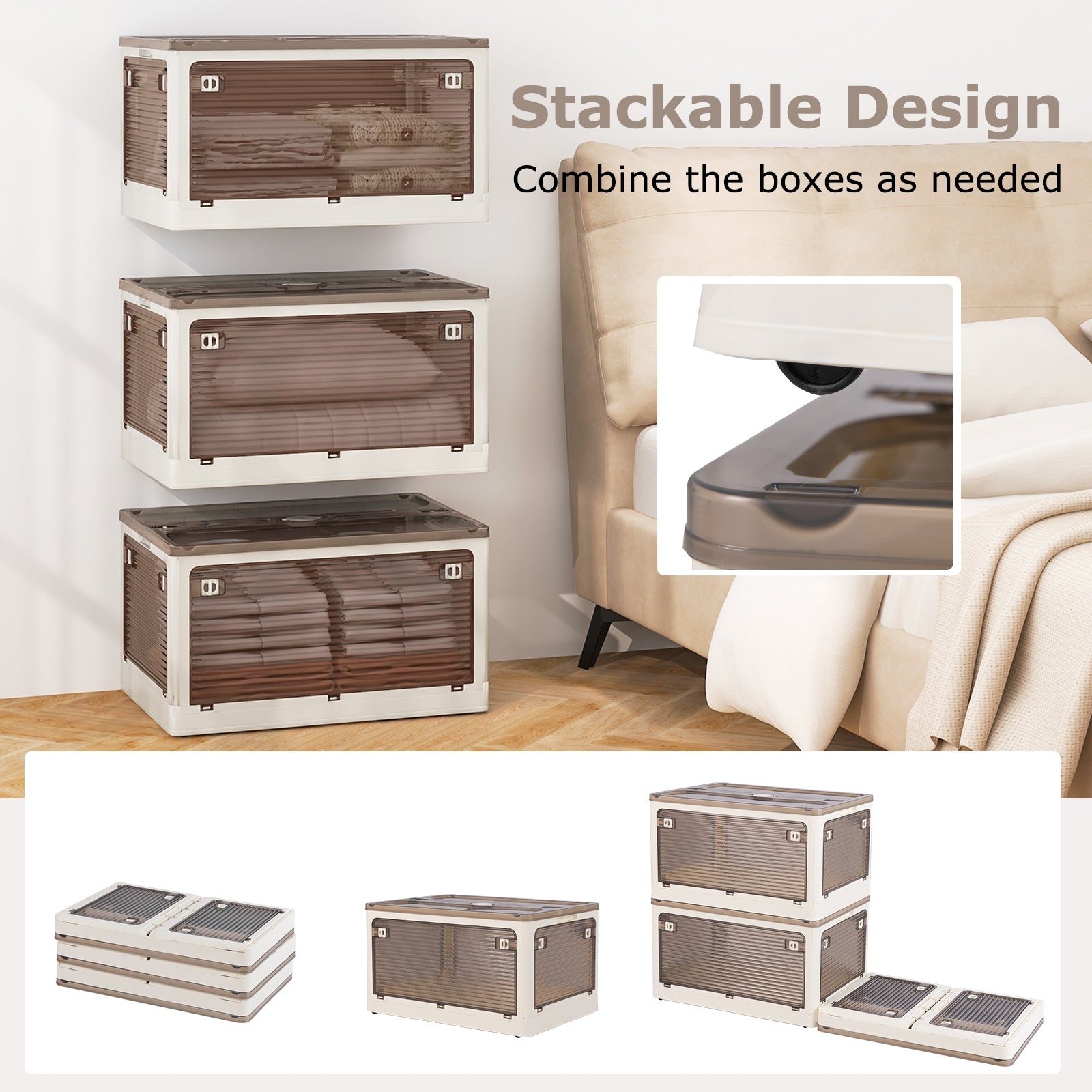3-Pack Stackable Storage Bins with Lids with 5 Opening Ways-18 Gal, White Cabinets & Chests at Gallery Canada