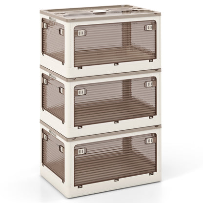 3 Bacs de rangement empilables avec couvercles, 11,5 Gal, Blanc