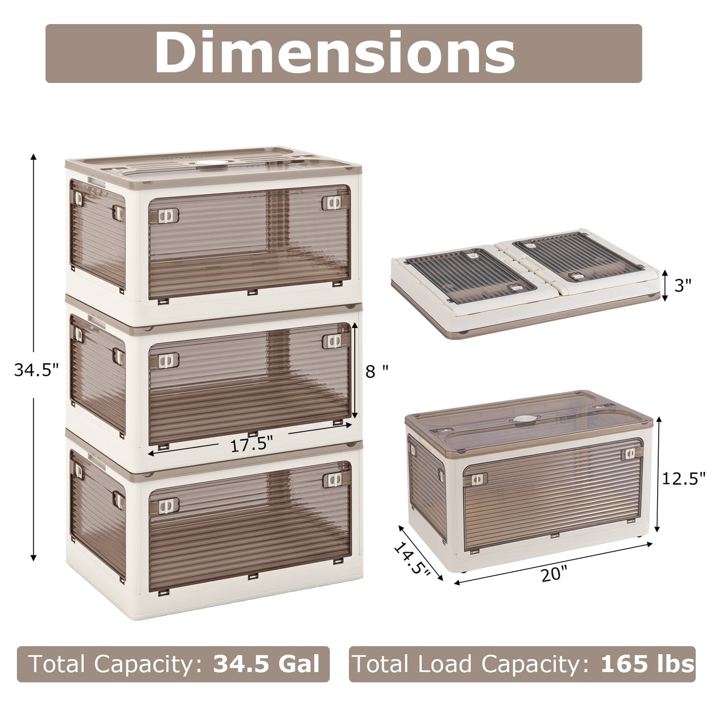 3-Pack Stackable Storage Bins with Lids with 5 Opening Ways-11.5 Gal, White Cabinets & Chests at Gallery Canada