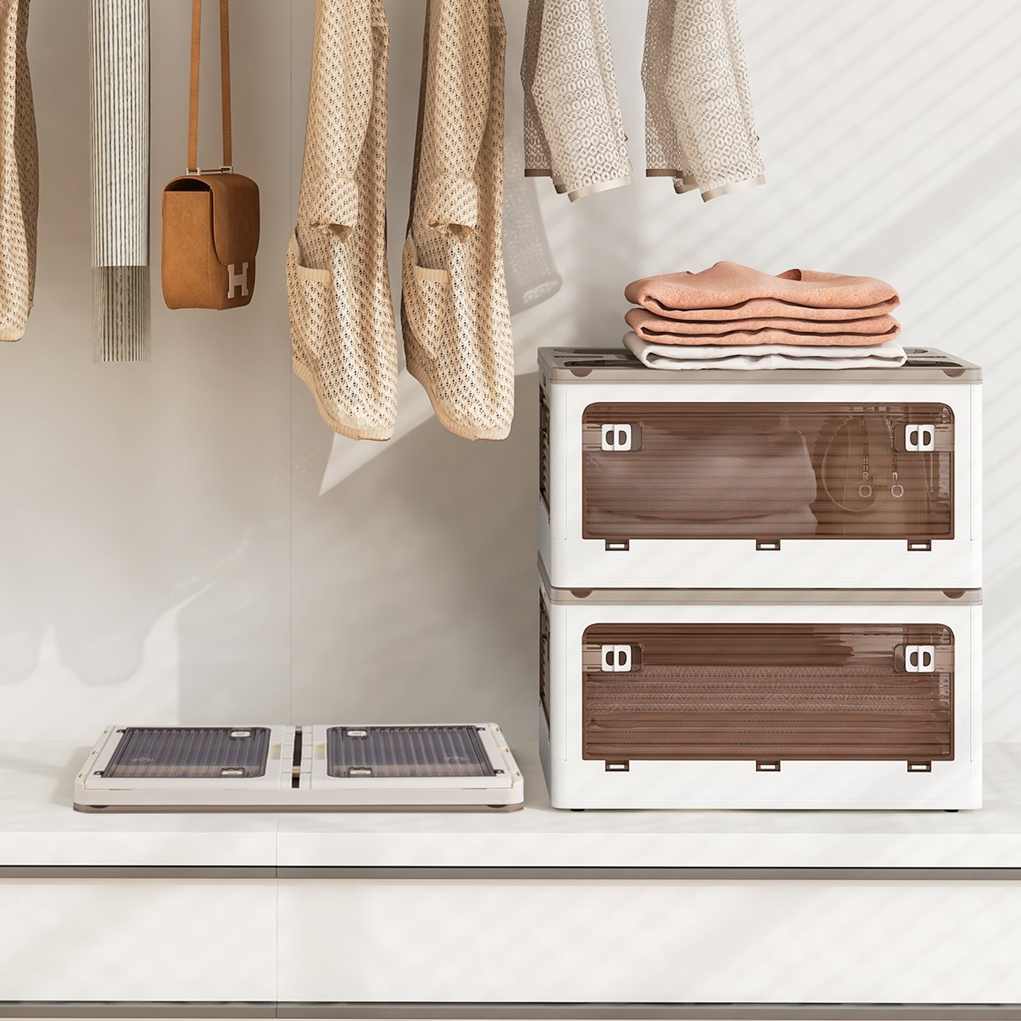 3-Pack Stackable Storage Bins with Lids with 5 Opening Ways-8 Gal, White Cabinets & Chests at Gallery Canada