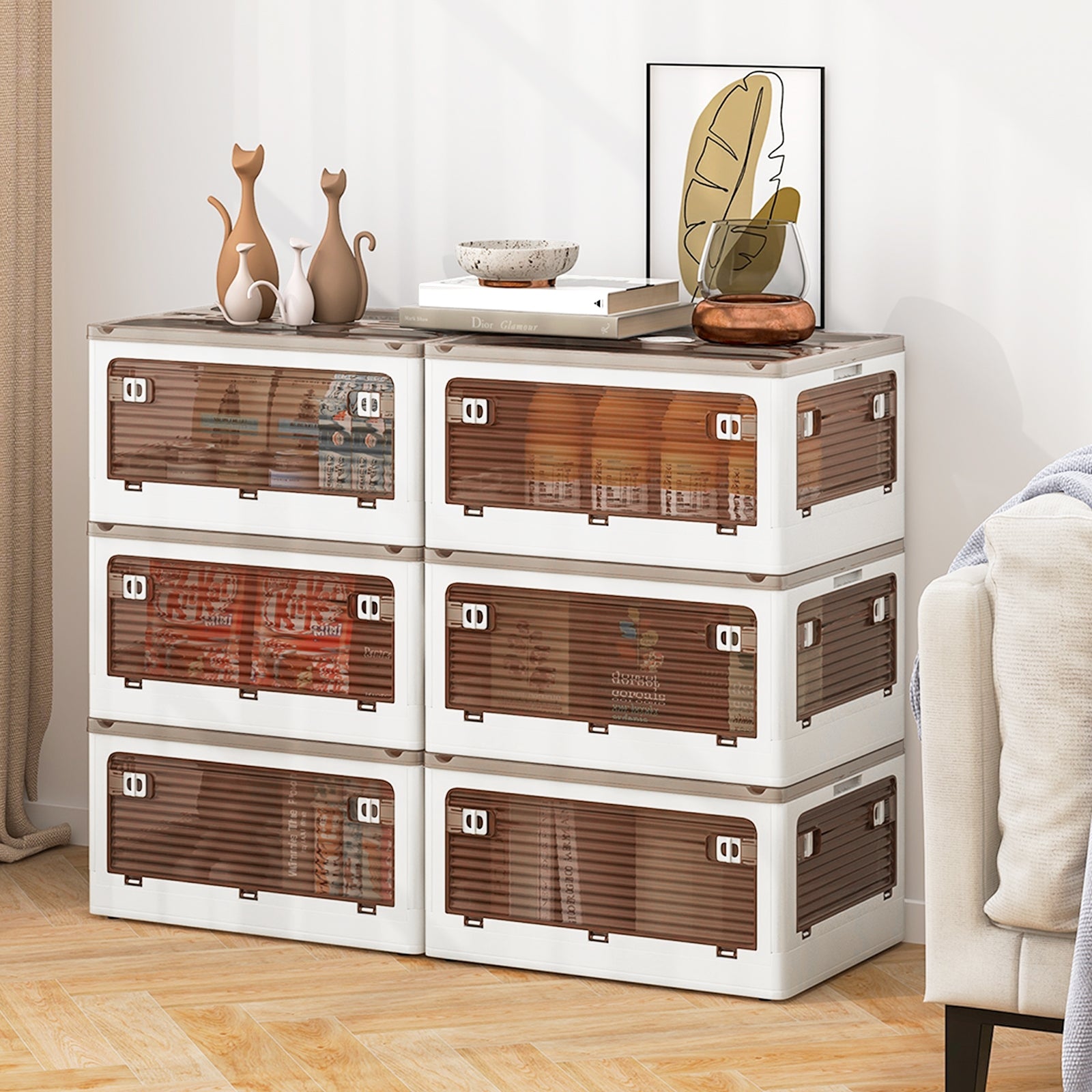 3-Pack Stackable Storage Bins with Lids with 5 Opening Ways-8 Gal, White Cabinets & Chests at Gallery Canada