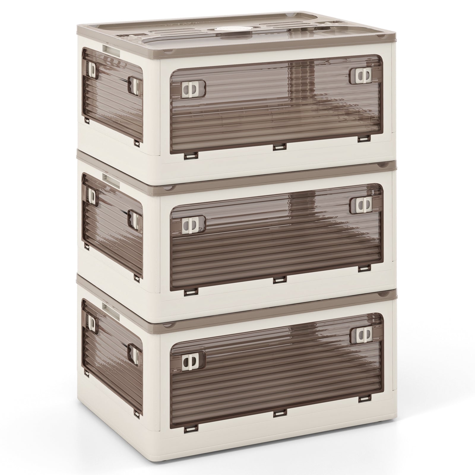 3-Pack Stackable Storage Bins with Lids with 5 Opening Ways-8 Gal, White Cabinets & Chests at Gallery Canada