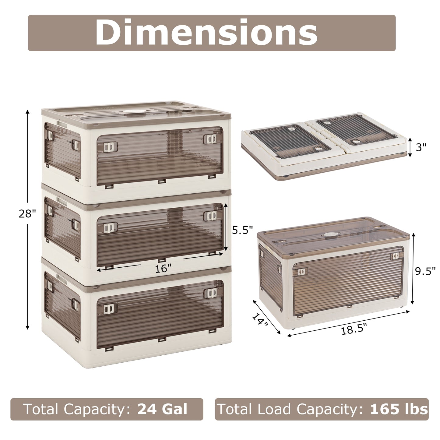 3-Pack Stackable Storage Bins with Lids with 5 Opening Ways-8 Gal, White Cabinets & Chests at Gallery Canada