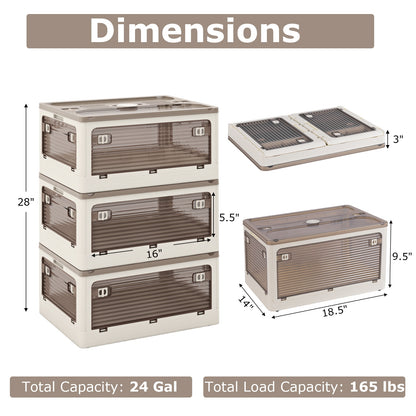 3-Pack Stackable Storage Bins with Lids with 5 Opening Ways-8 Gal, White Cabinets & Chests at Gallery Canada