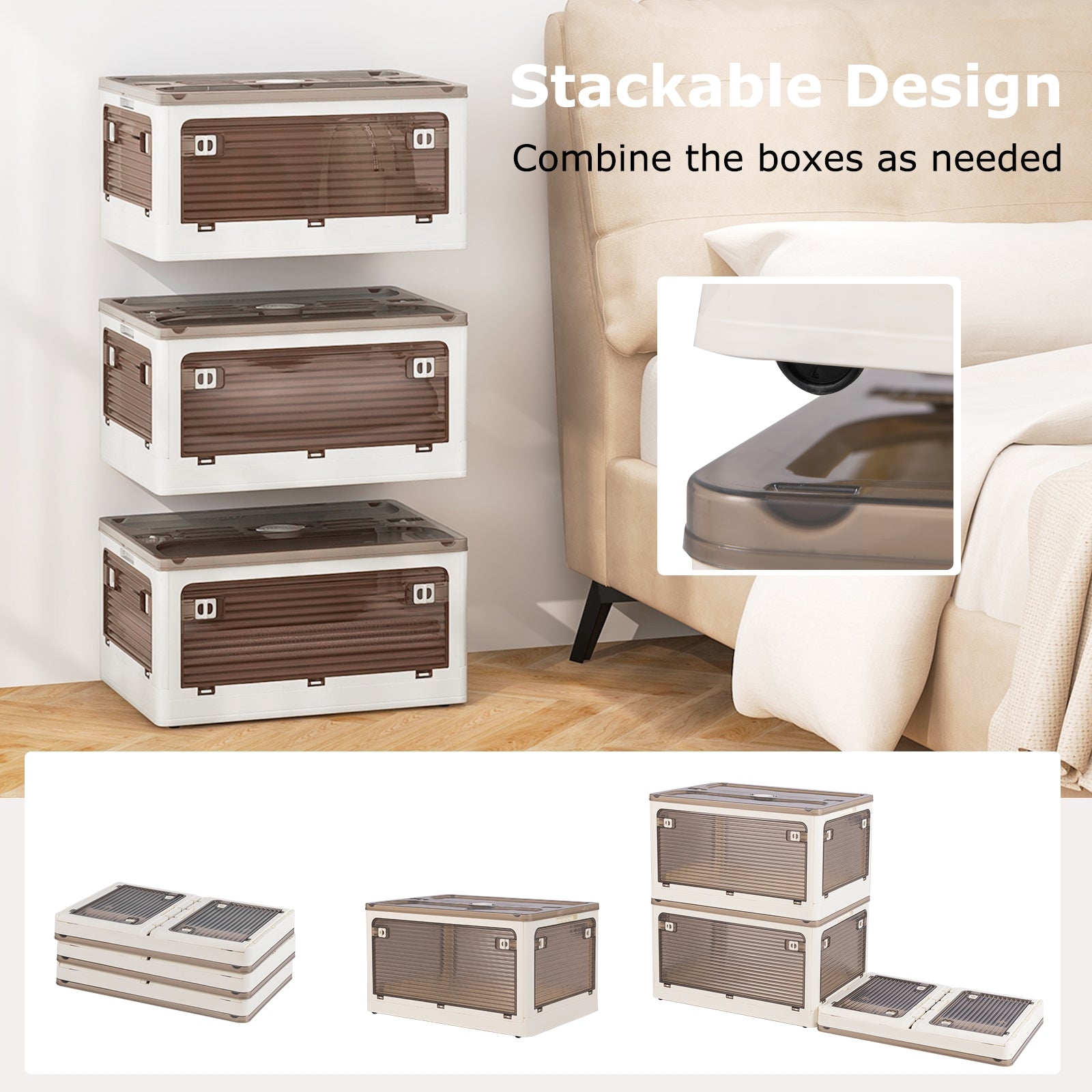 3-Pack Stackable Storage Bins with Lids with 5 Opening Ways-8 Gal, White Cabinets & Chests at Gallery Canada