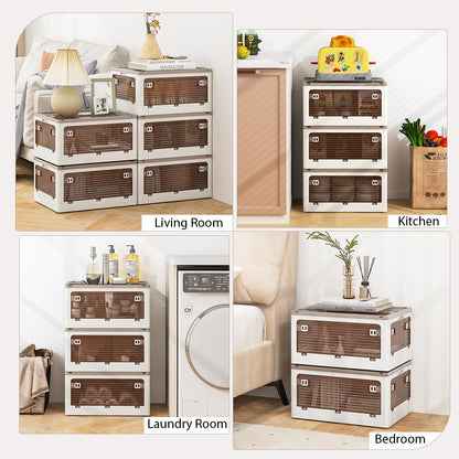 3-Pack Stackable Storage Bins with Lids with 5 Opening Ways-8 Gal, White Cabinets & Chests at Gallery Canada
