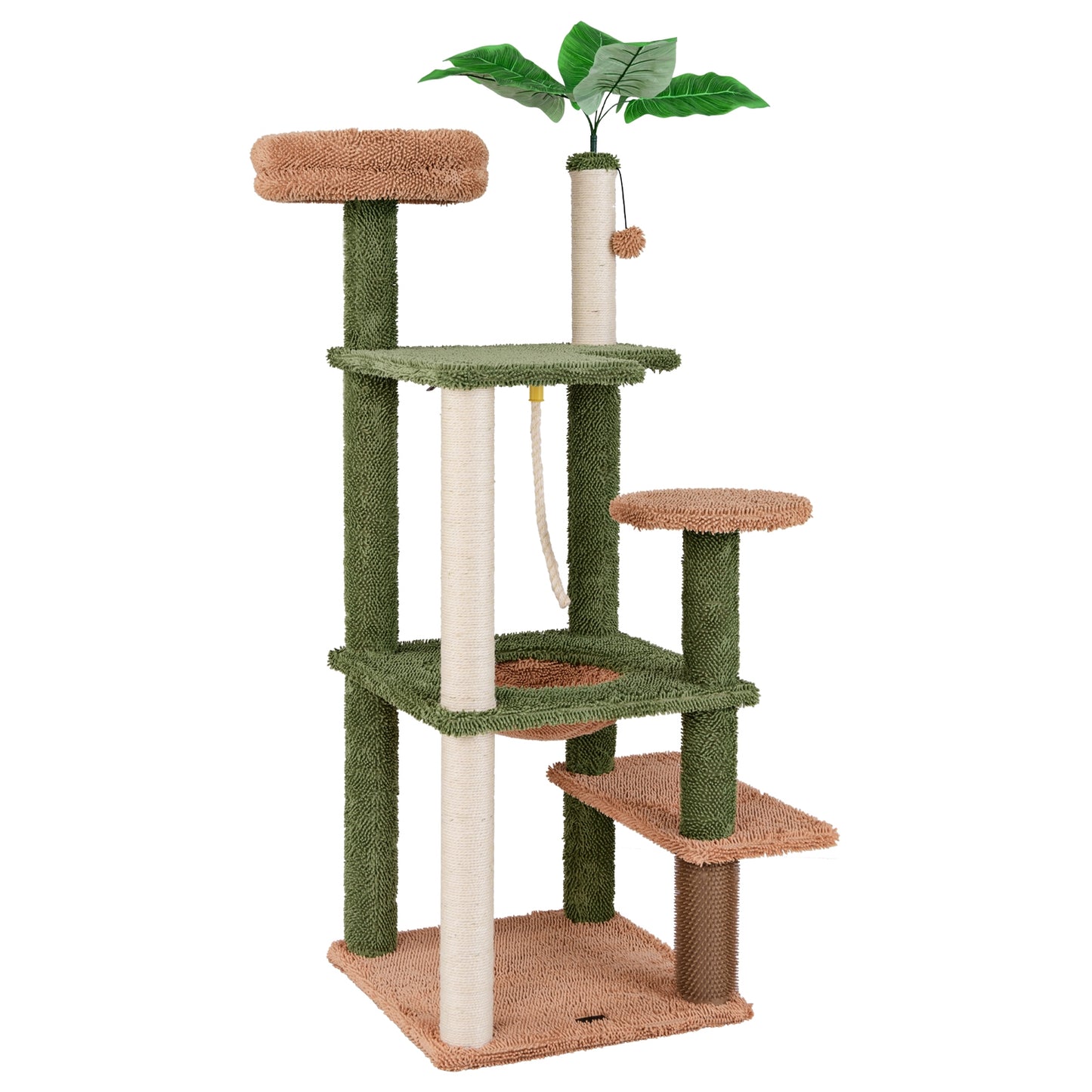 Multilevel Cat Tree with Scratching Posts and Rope Plush Perch Toy Bed, Green Cat Trees Condos & Scratchers Green at Gallery Canada