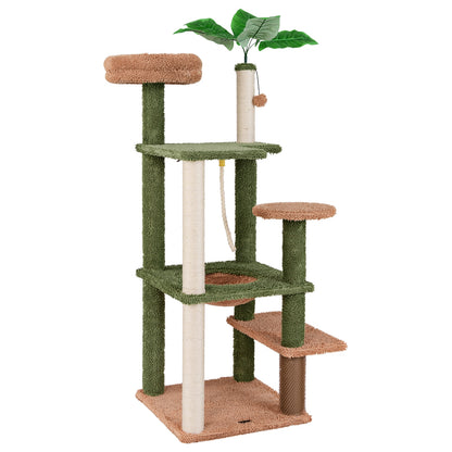 Multilevel Cat Tree with Scratching Posts and Rope Plush Perch Toy Bed, Green Cat Trees Condos & Scratchers Green at Gallery Canada