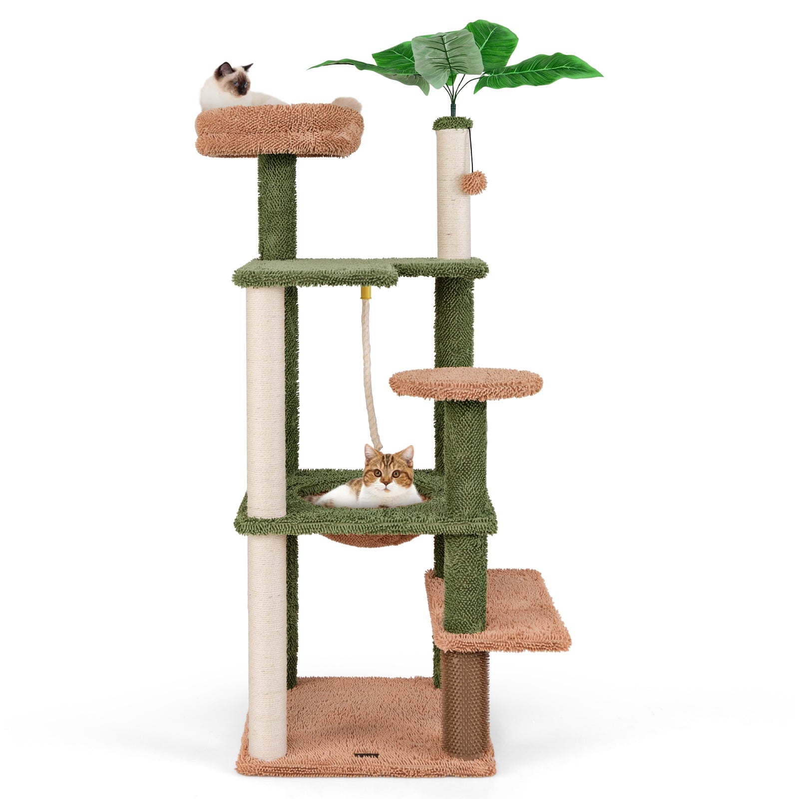 Multilevel Cat Tree with Scratching Posts and Rope Plush Perch Toy Bed, Green Cat Trees Condos & Scratchers at Gallery Canada