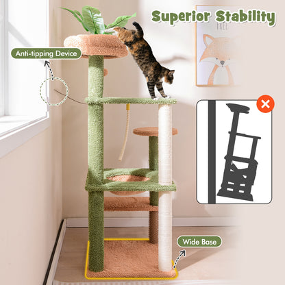 Multilevel Cat Tree with Scratching Posts and Rope Plush Perch Toy Bed, Green Cat Trees Condos & Scratchers at Gallery Canada