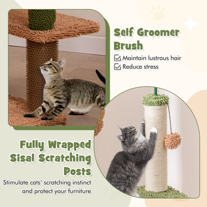 Multilevel Cat Tree with Scratching Posts and Rope Plush Perch Toy Bed, Green Cat Trees Condos & Scratchers at Gallery Canada