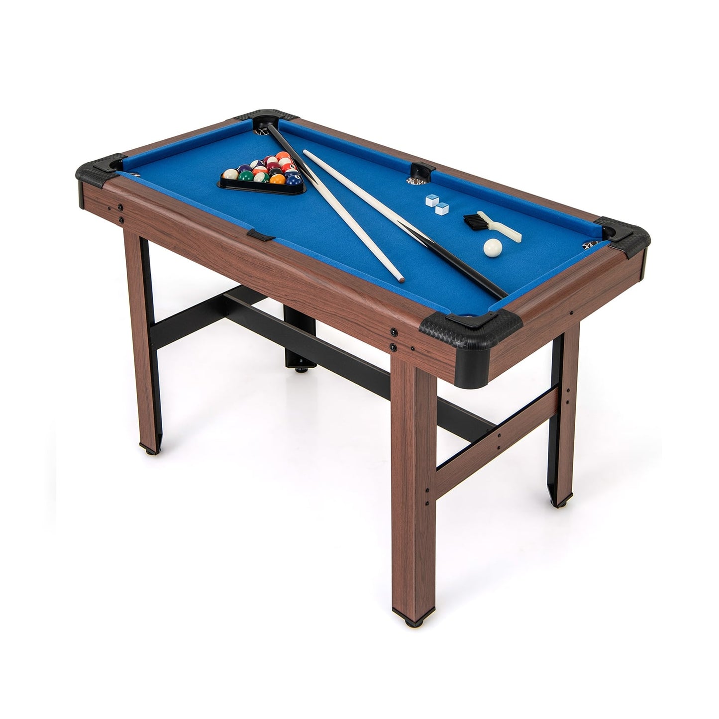 48 Inch Wooden Pool Table, Full Ball Set, Blue Game Room Blue at Gallery Canada