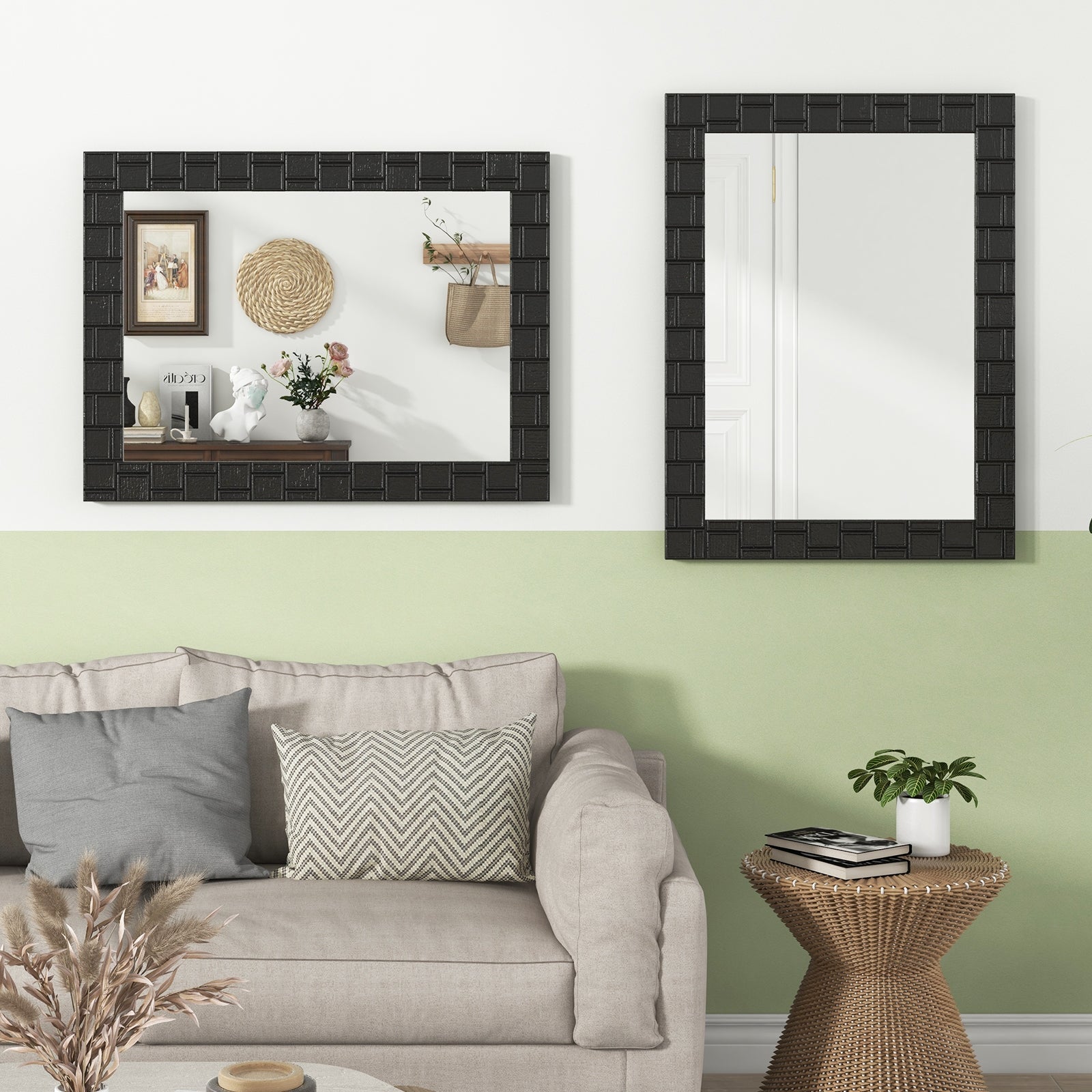 Wood Framed Wall Mirror Rectangle Vanity Mirror for Living Room Entryway, Black Wall Mirrors at Gallery Canada