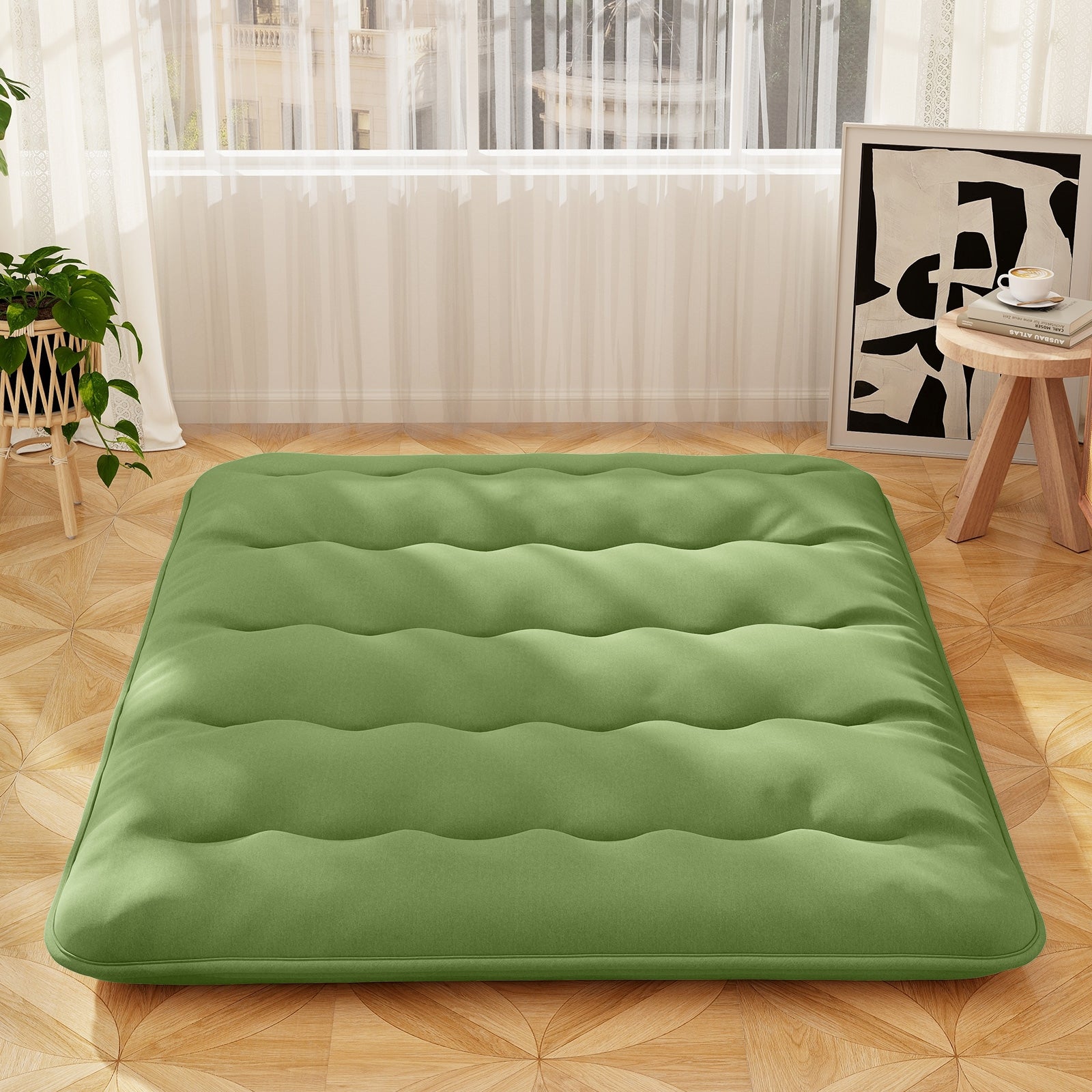 Floor Mattress with Washable Cover and Carry Bag-Queen Size, Green Mattresses at Gallery Canada