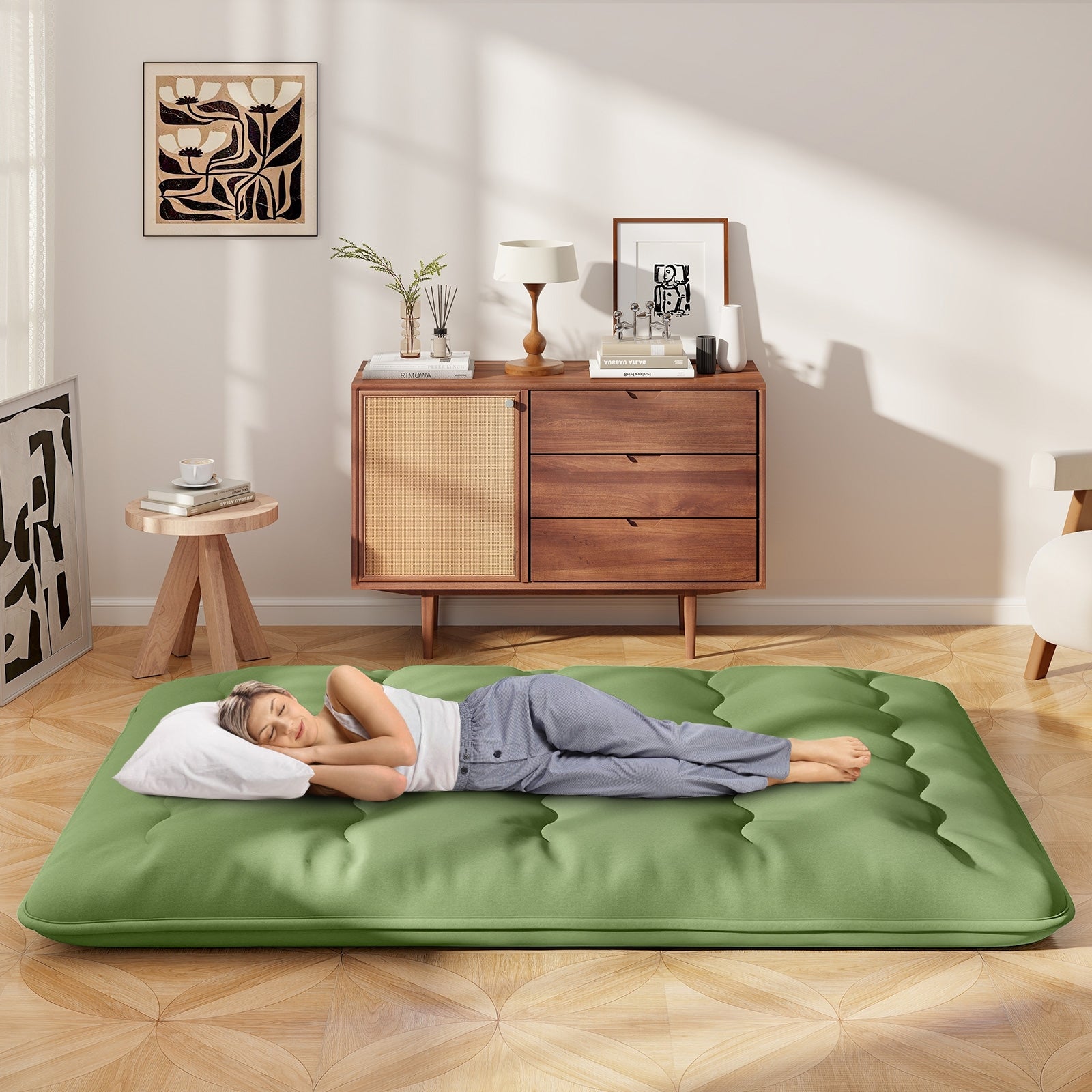 Floor Mattress with Washable Cover and Carry Bag-Queen Size, Green Mattresses at Gallery Canada