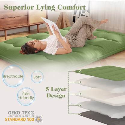 Floor Mattress with Washable Cover and Carry Bag-Queen Size, Green Mattresses at Gallery Canada