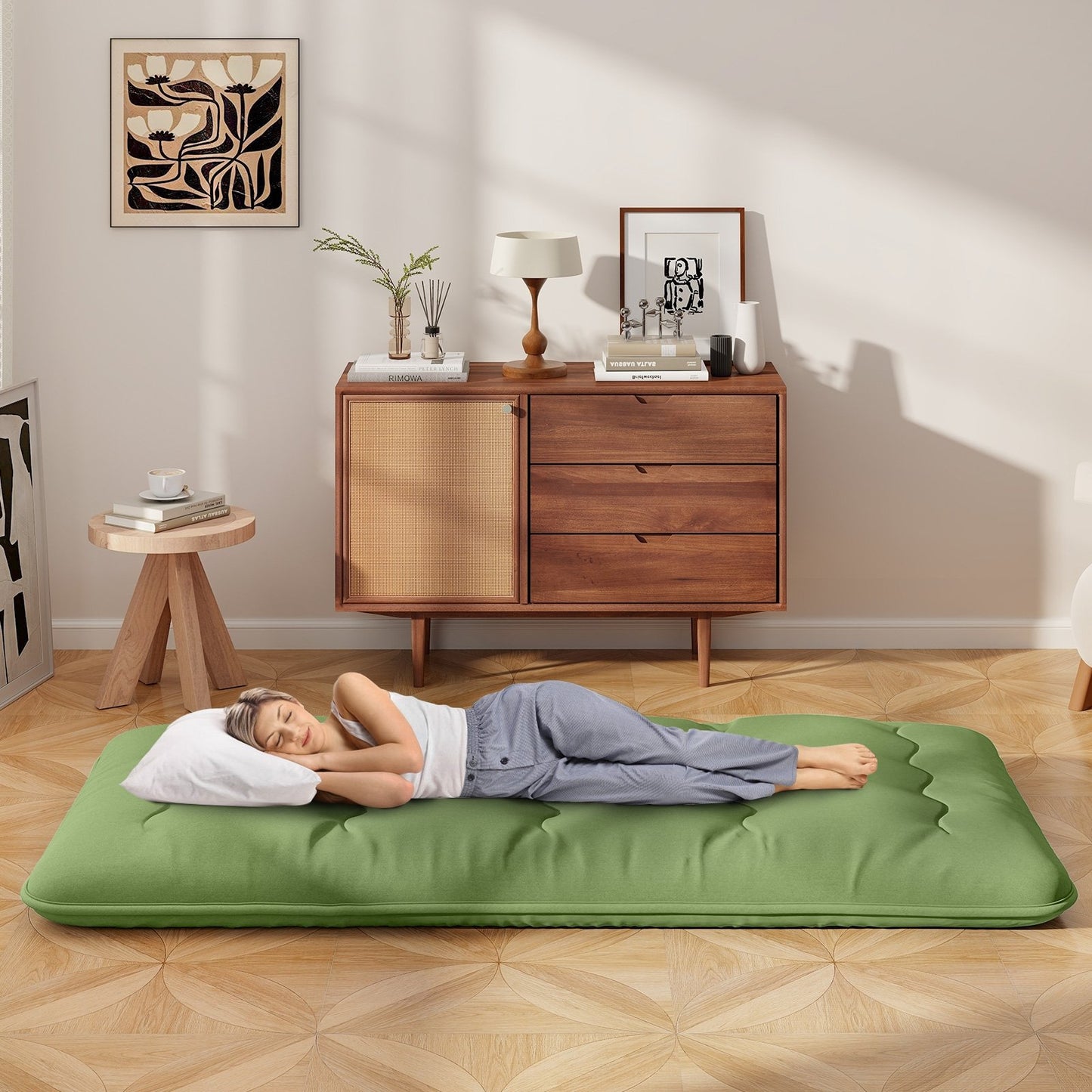 Floor Mattress with Washable Cover and Carry Bag-Twin Size, Green Mattresses at Gallery Canada