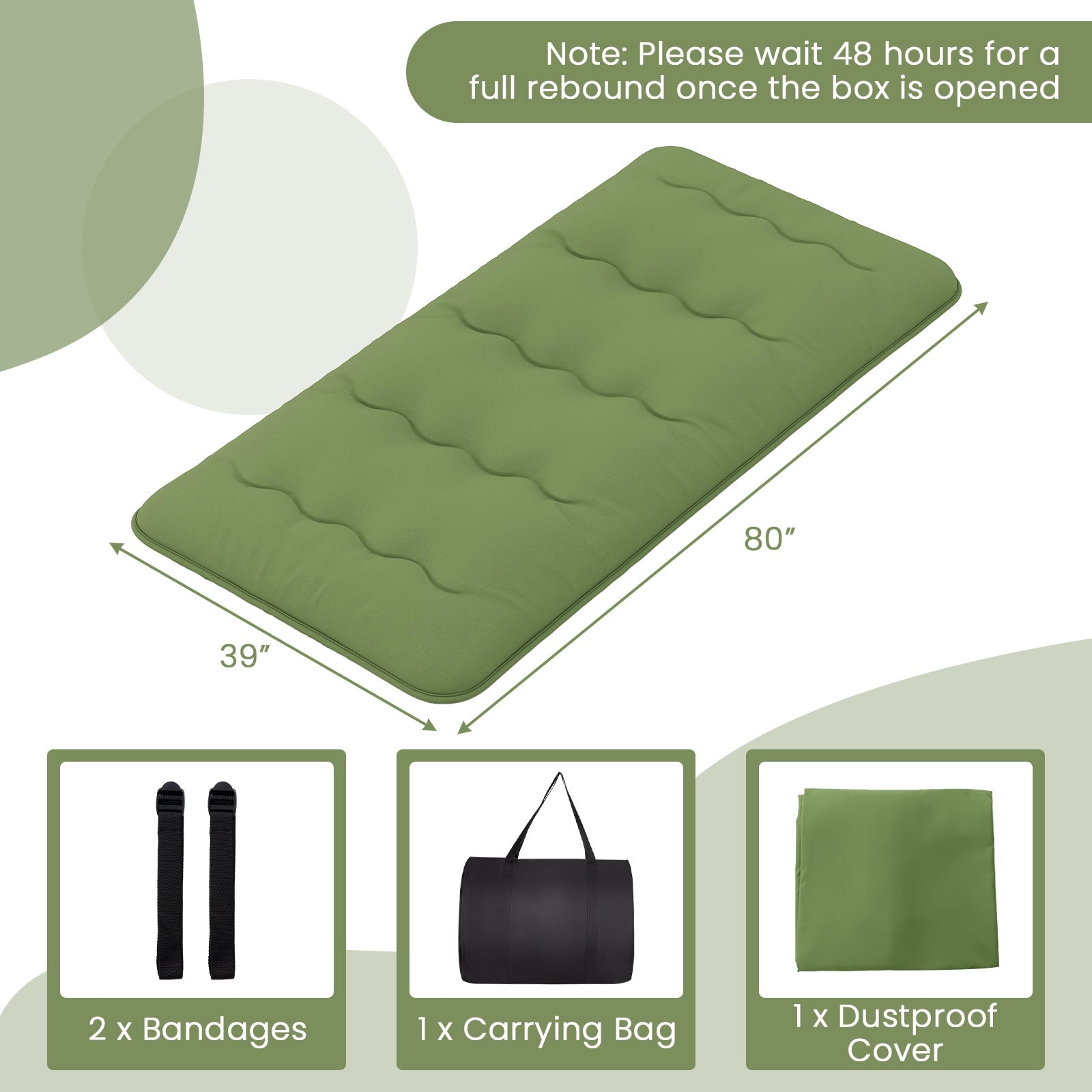 Floor Mattress with Washable Cover and Carry Bag-Twin Size, Green Mattresses at Gallery Canada