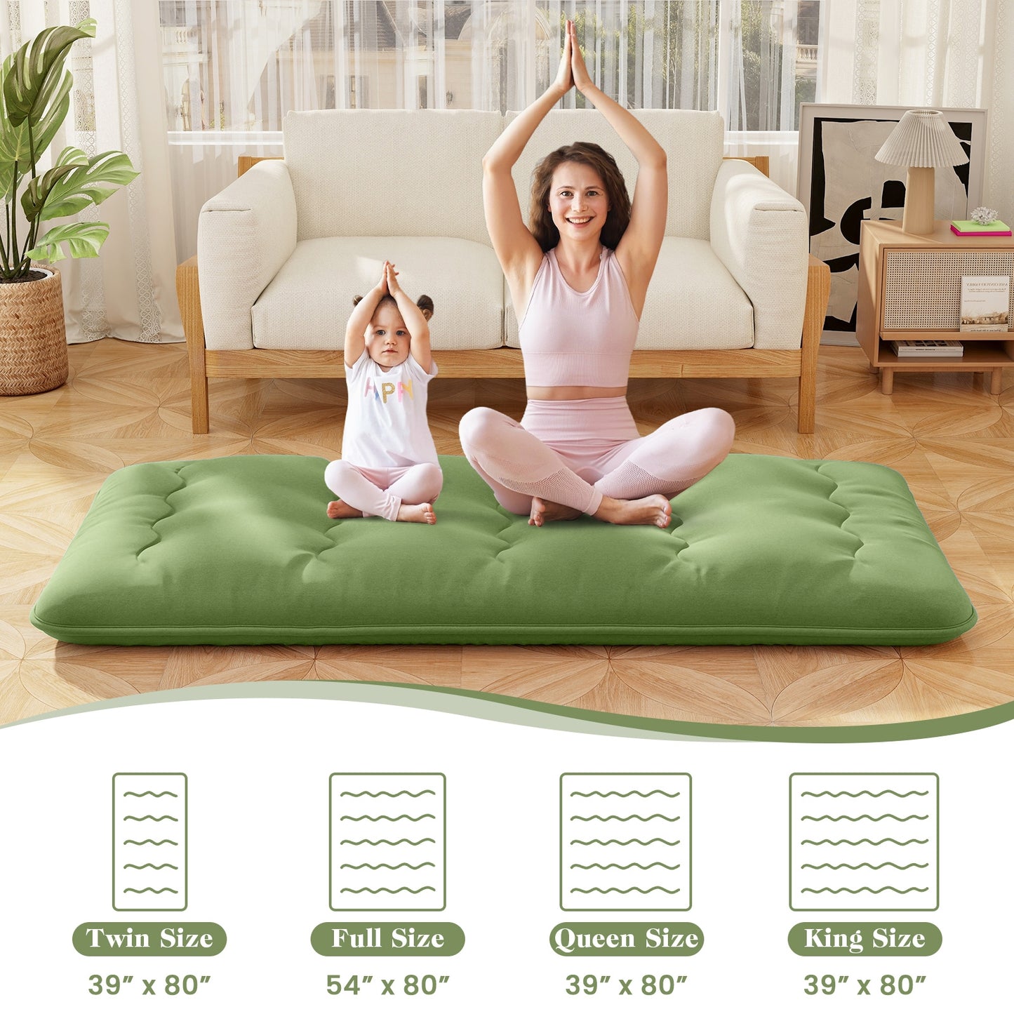 Floor Mattress with Washable Cover and Carry Bag-Twin Size, Green Mattresses at Gallery Canada