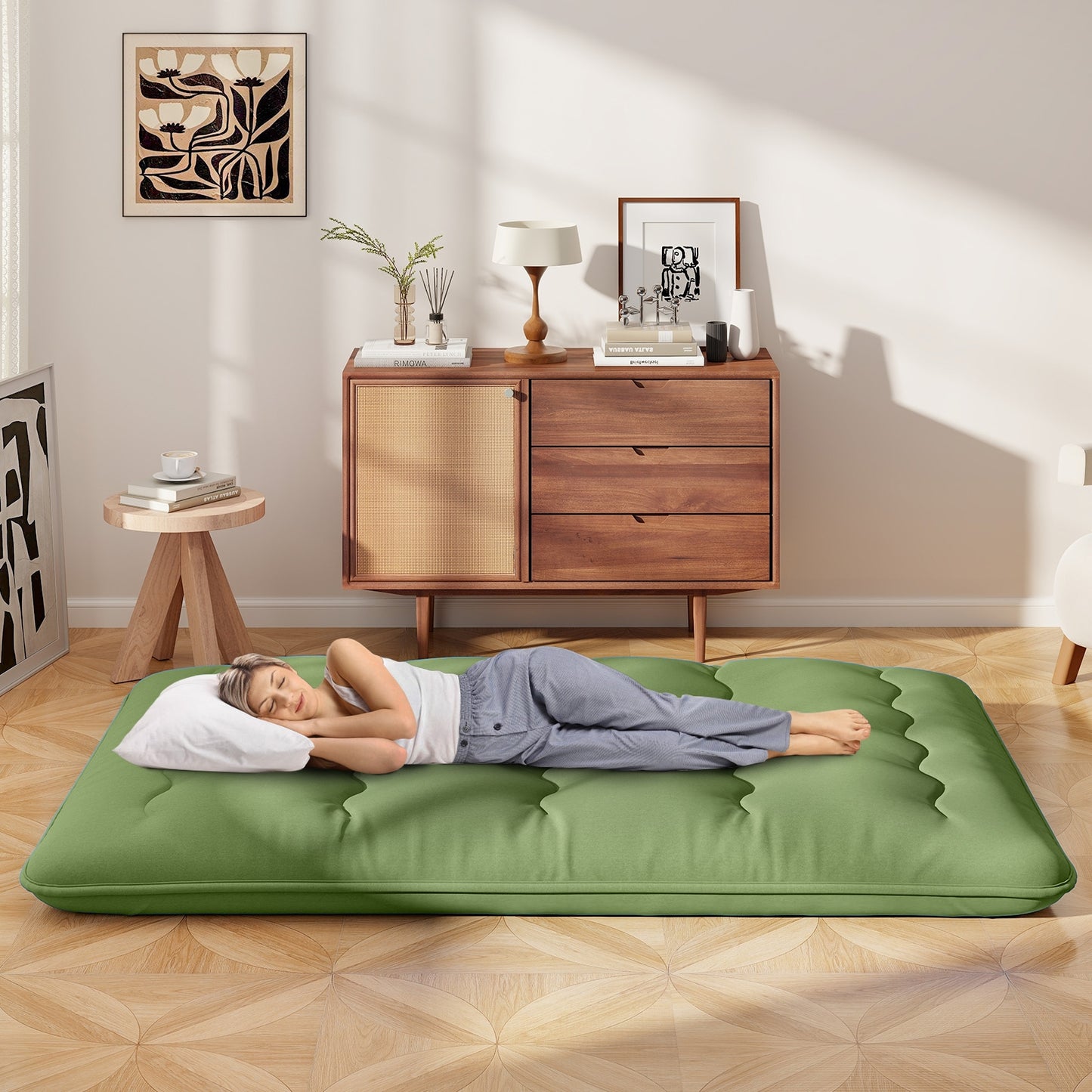 Floor Mattress with Washable Cover and Carry Bag-Full Size, Green Mattresses at Gallery Canada