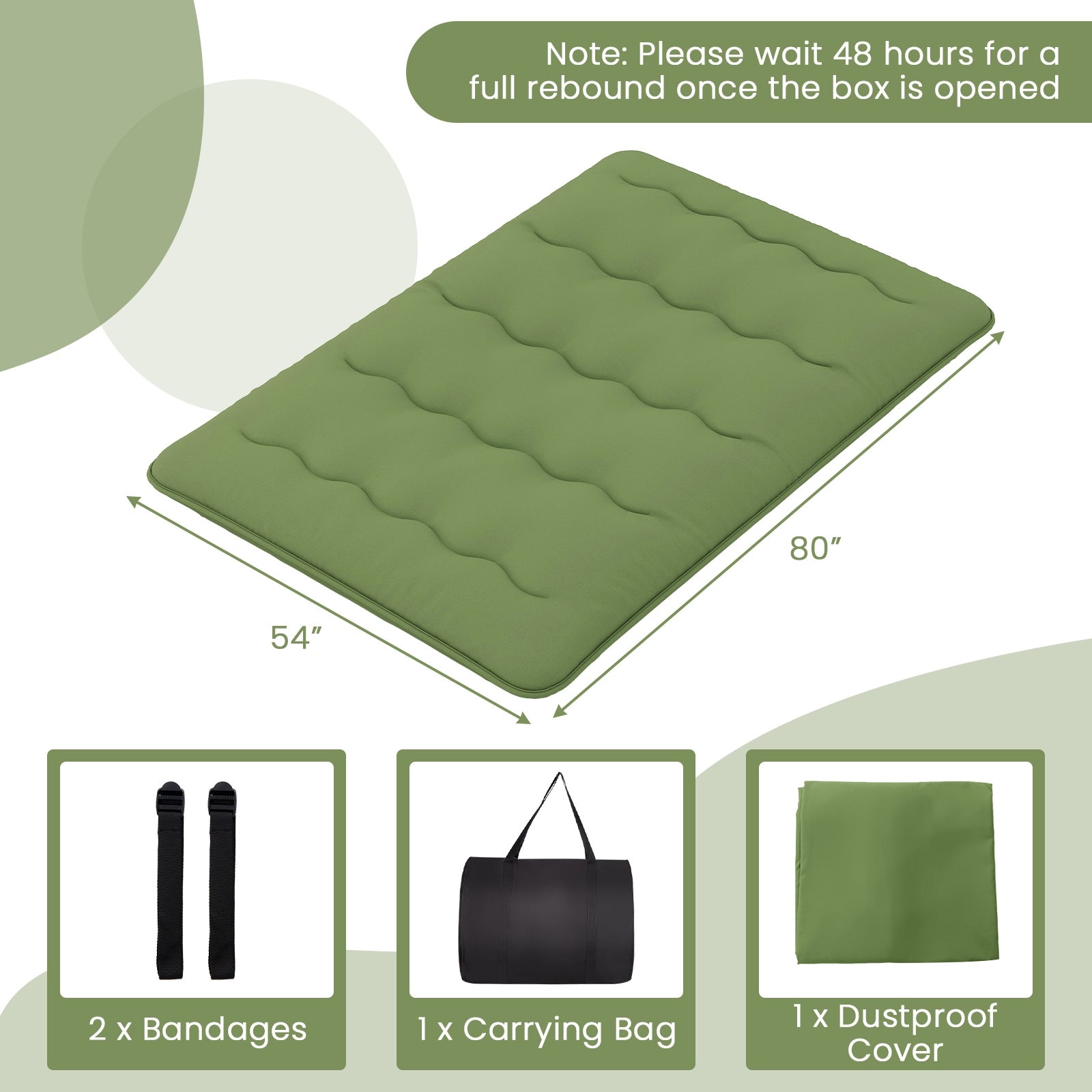 Floor Mattress with Washable Cover and Carry Bag-Full Size, Green Mattresses at Gallery Canada