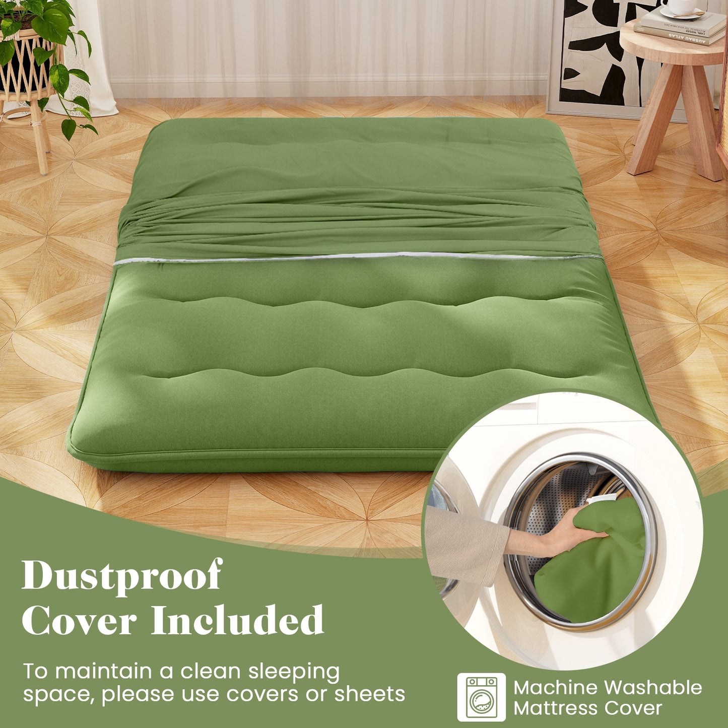 Floor Mattress with Washable Cover and Carry Bag-Full Size, Green Mattresses at Gallery Canada